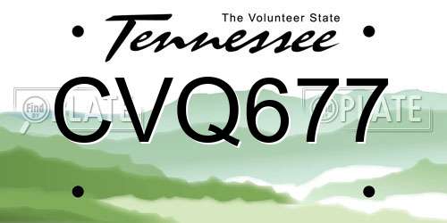 CVQ677 Tennessee License Plate