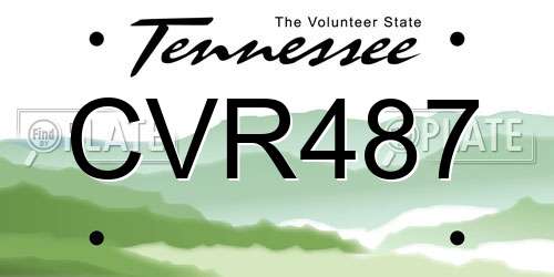 CVR487 Tennessee License Plate