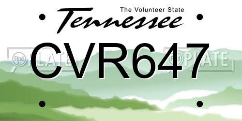 CVR647 Tennessee License Plate