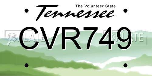 CVR749 Tennessee License Plate