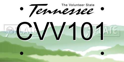 CVV101 Tennessee License Plate