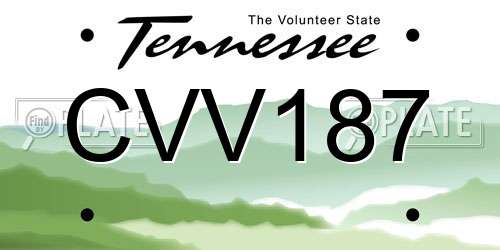 CVV187 Tennessee License Plate