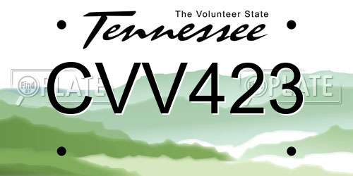 CVV423 Tennessee License Plate