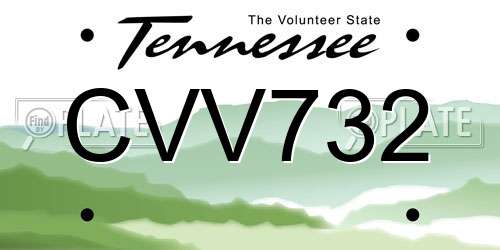 CVV732 Tennessee License Plate