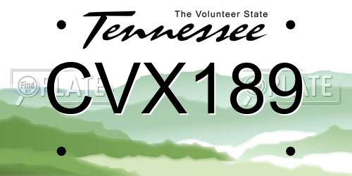 CVX189 Tennessee License Plate