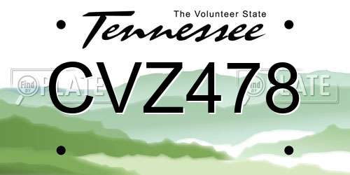 CVZ478 Tennessee License Plate