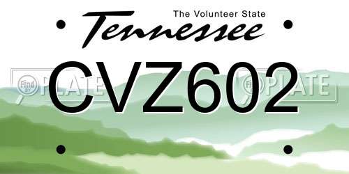 CVZ602 Tennessee License Plate