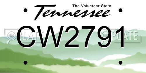 CW2791 Tennessee License Plate