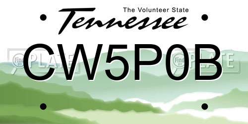 CW5P0B Tennessee License Plate