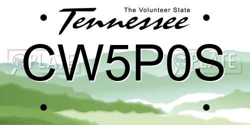 CW5P0S Tennessee License Plate