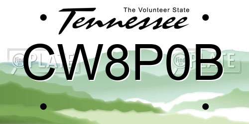 CW8P0B Tennessee License Plate