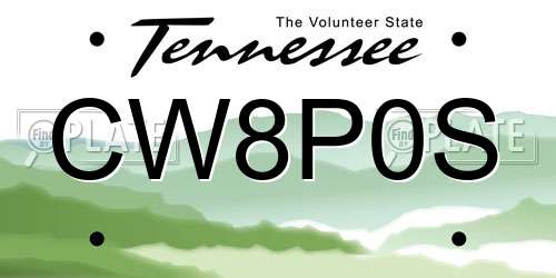 CW8P0S Tennessee License Plate