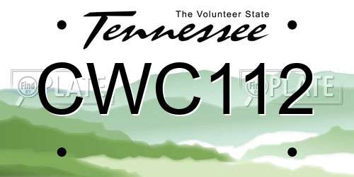 CWC112 Tennessee License Plate