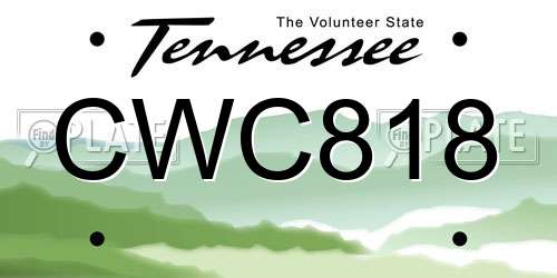 CWC818 Tennessee License Plate