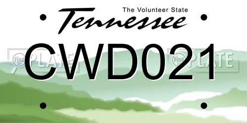 CWD021 Tennessee License Plate