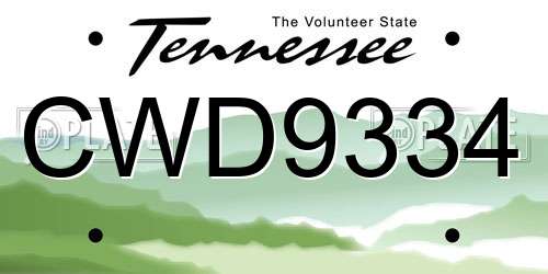 CWD9334 Tennessee License Plate