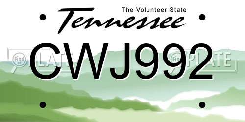 CWJ992 Tennessee License Plate