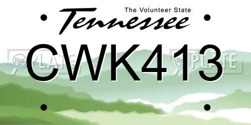 CWK413 Tennessee License Plate
