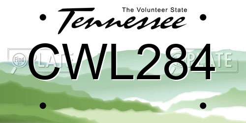 CWL284 Tennessee License Plate