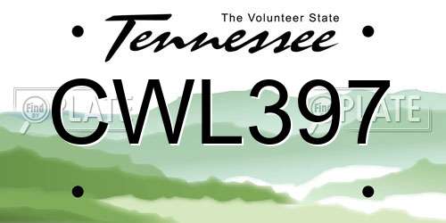 CWL397 Tennessee License Plate