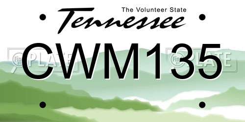CWM135 Tennessee License Plate