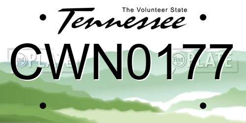 CWN0177 Tennessee License Plate