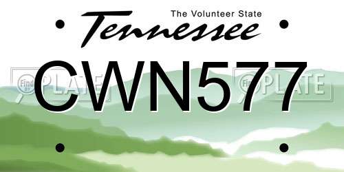 CWN577 Tennessee License Plate