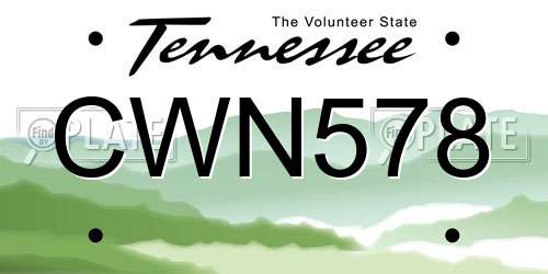 CWN578 Tennessee License Plate
