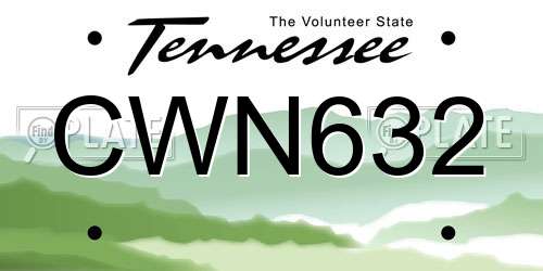 CWN632 Tennessee License Plate