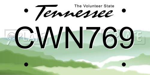 CWN769 Tennessee License Plate