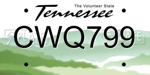 CWQ799 Tennessee License Plate