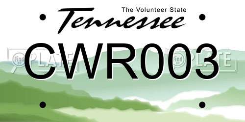 CWR003 Tennessee License Plate