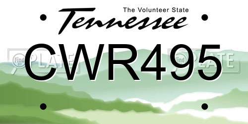 CWR495 Tennessee License Plate