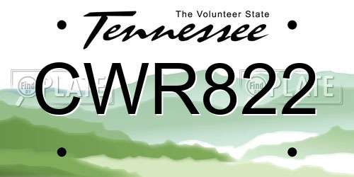 CWR822 Tennessee License Plate