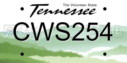 CWS254 Tennessee License Plate