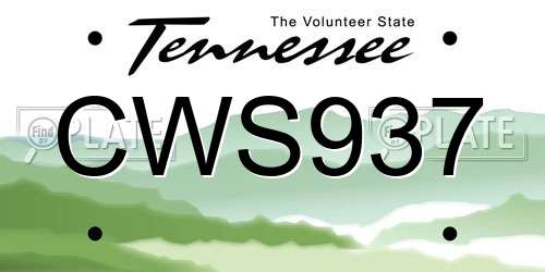 CWS937 Tennessee License Plate