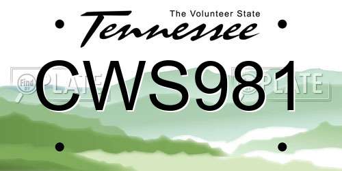 CWS981 Tennessee License Plate