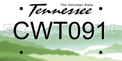CWT091 Tennessee License Plate