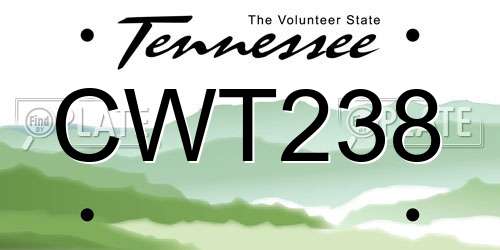 CWT238 Tennessee License Plate
