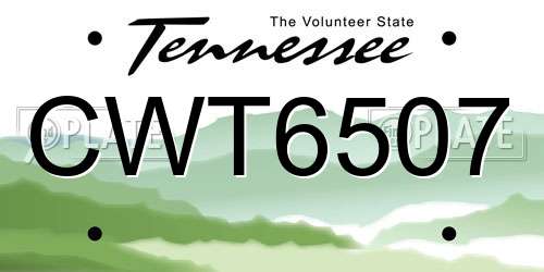 CWT6507 Tennessee License Plate