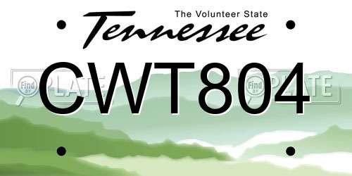 CWT804 Tennessee License Plate