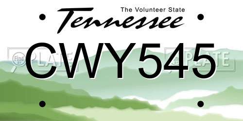 CWY545 Tennessee License Plate