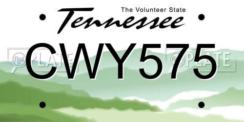 CWY575 Tennessee License Plate