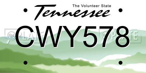CWY578 Tennessee License Plate