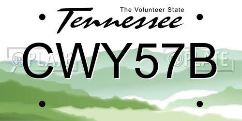 CWY57B Tennessee License Plate