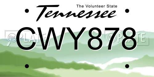 CWY878 Tennessee License Plate