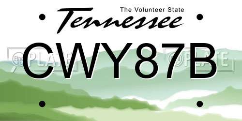 CWY87B Tennessee License Plate