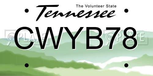 CWYB78 Tennessee License Plate