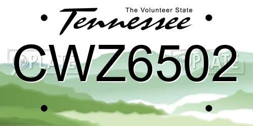 CWZ6502 Tennessee License Plate