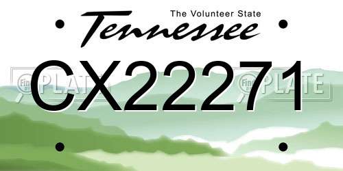CX22271 Tennessee License Plate